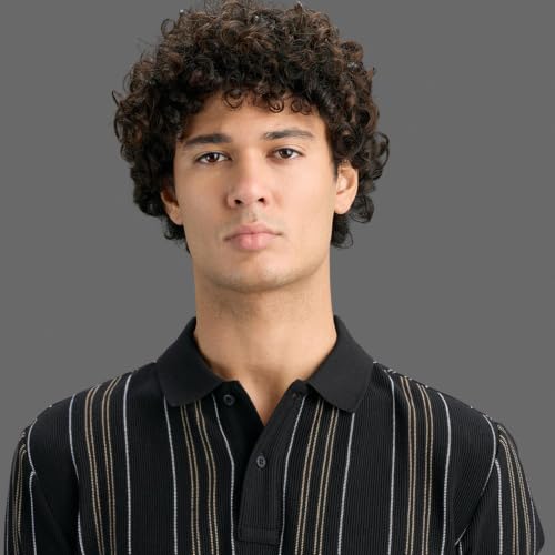 Pepe Jeans Men Black Striped Polo T-Shirt
