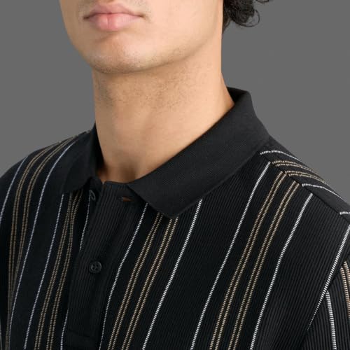 Pepe Jeans Men Black Striped Polo T-Shirt