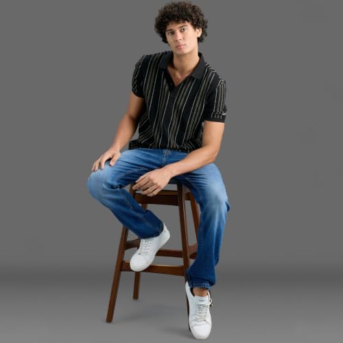 Pepe Jeans Men Black Striped Polo T-Shirt
