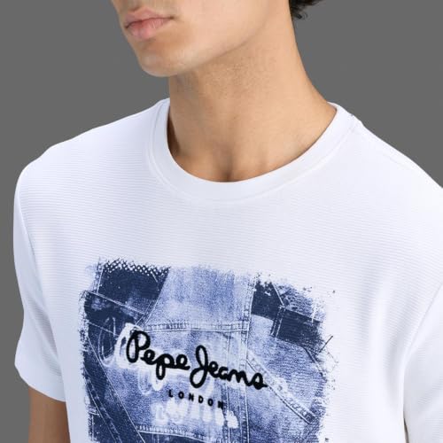 Pepe Jeans Men White Slim Printed T-Shirt