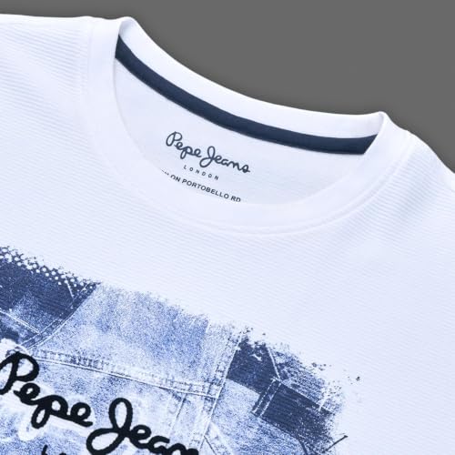 Pepe Jeans Men White Slim Printed T-Shirt