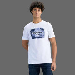 Pepe Jeans Men White Slim Printed T-Shirt