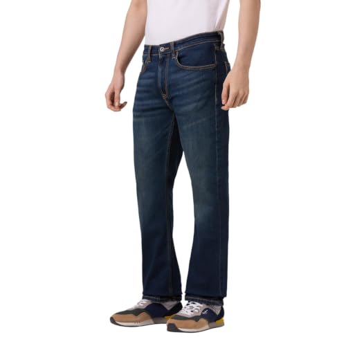 Pepe Jeans Men Tinted Worn Blue Bootcut Fit Stretchable Jeans