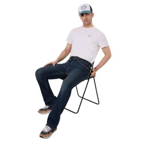 Pepe Jeans Men Tinted Worn Blue Bootcut Fit Stretchable Jeans