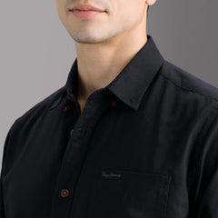 Pepe Jeans Men Black Solid Long Sleeves Shirt