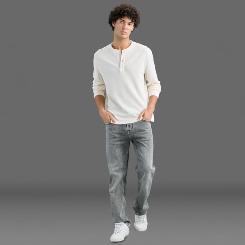 Men Ecru Slim Fit Henley T-Shirt