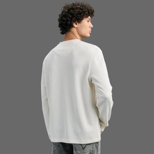 Men Ecru Slim Fit Henley T-Shirt