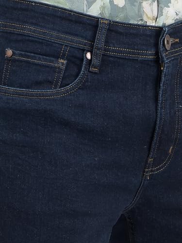 Numero Uno Mens Dark Blue Slim Fit Mid Rise Sustainable Jeans