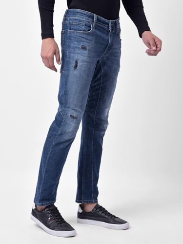 Numero Uno Mens Mid Blue Mid Blue Skinny Fit Low Rise Sustainable Jeans