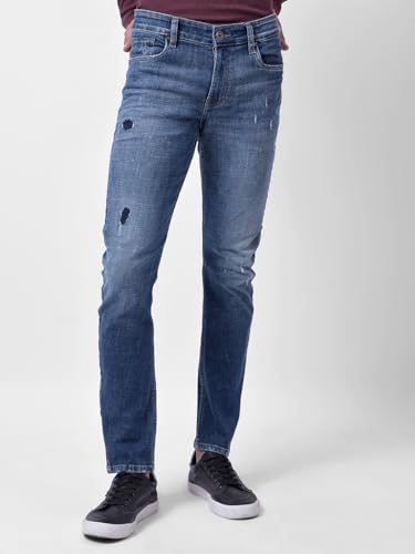 Numero Uno Mens Mid Blue Mid Blue Skinny Fit Low Rise Sustainable Jeans