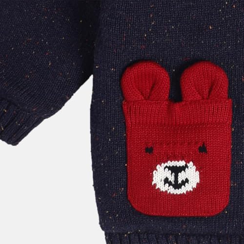 Baby Round Neck Full Sleeves Knitted Blended Cotton Sweater, Pack of 1, Navy (3-4Y)