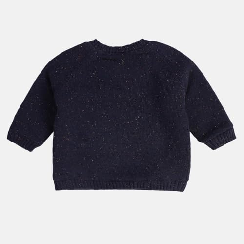Baby Round Neck Full Sleeves Knitted Blended Cotton Sweater, Pack of 1, Navy (3-4Y)