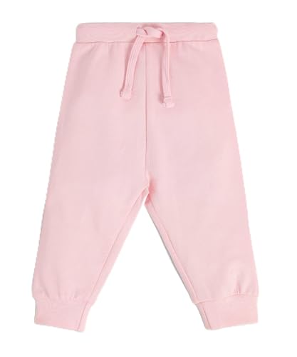 Mini Klub pink knitted cotton baby jogger pants for girls aged 2-3 years, soft and comfortable sportswear pajama with elastic waistband.