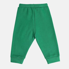 Mini Klub girls' green knitted blended cotton jogger pants for 2-3 years, soft and comfortable sportswear pajama for toddlers.