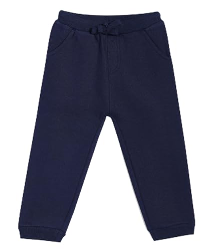 Baby Boys Elasticated Full Length Knitted Blended Cotton Jogger, Pack of 1, Navy (2-3Y)