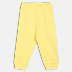 miniklub Baby Girls Elasticated Full Length Knitted Cotton Jogger, Pack of 1, Yellow (2-3Y)