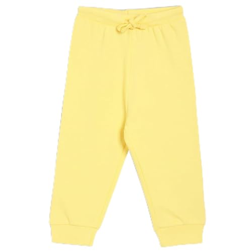 miniklub Baby Girls Elasticated Full Length Knitted Cotton Jogger, Pack of 1, Yellow (2-3Y)