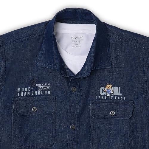CAVIO Boys Blue Denim Casual Shirt with T-Shirt