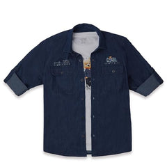 CAVIO Boys Blue Denim Casual Shirt with T-Shirt