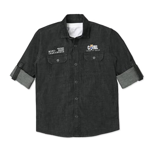 CAVIO Boys Black Denim Casual Shirt with T-Shirt