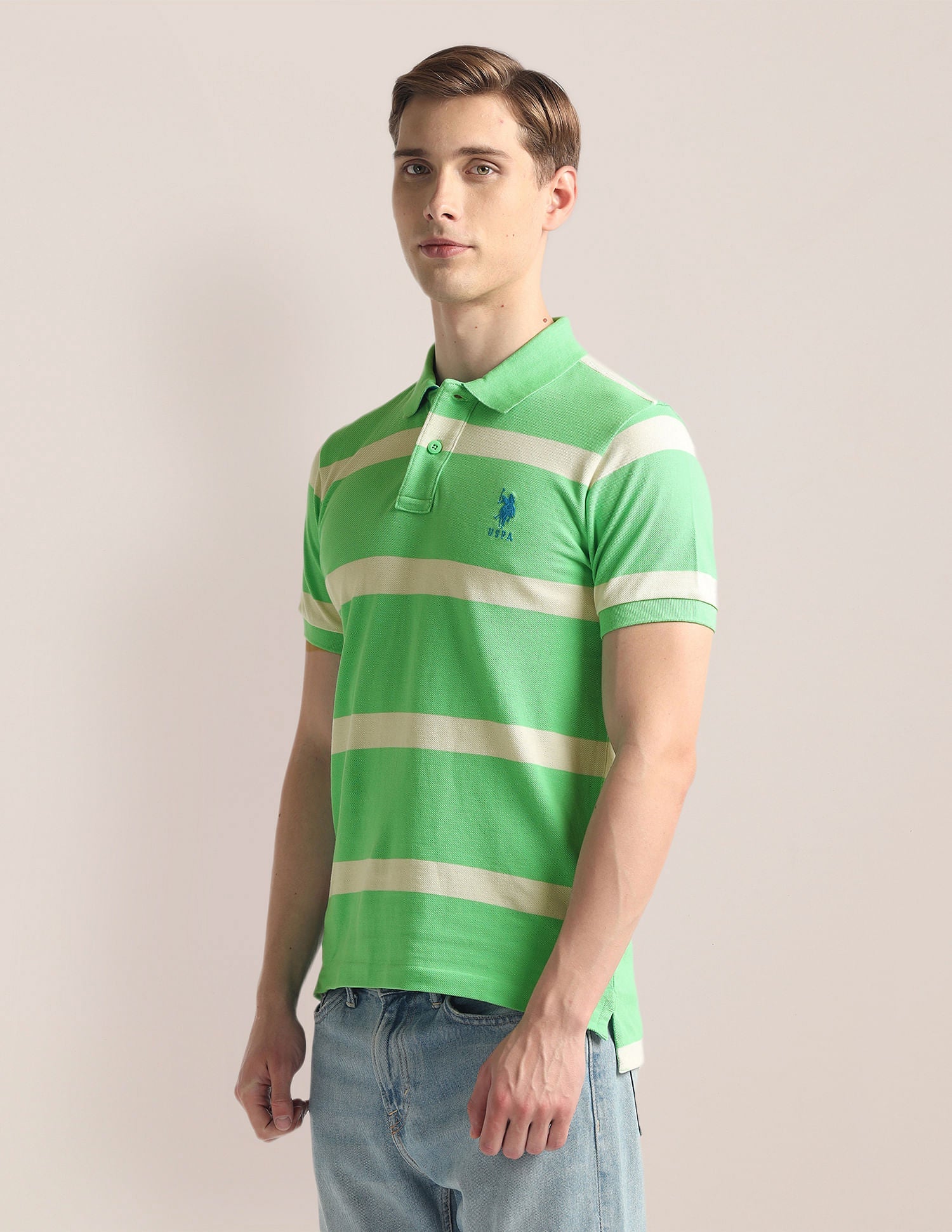 U.S.Polo Mens T-Shirt H/S Ustsh1750 Lt. Green