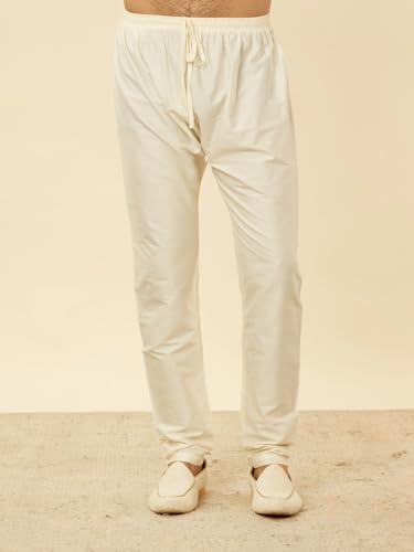 Manyavar men's mustard blended viscose kurta pajama set with self-design, featuring traditional ethnic style, size XXL.