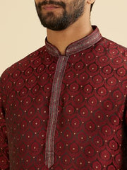 Manyavar Men's Brocade Self Design Kurta Set