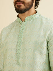 Manyavar Men's Brocade Thread Embroidery Kurta Set