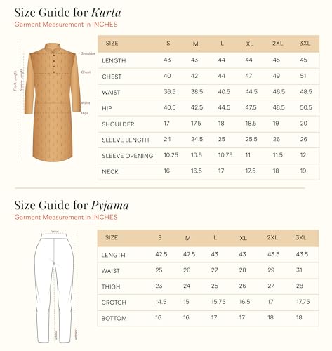 Manyavar Men's Brocade Floral Buta Motifs Kurta Set (Mustard,M)