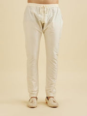 Manyavar Men's Art Silk Self Design Kurta Set (Cream,XXXL)