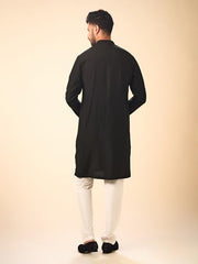 Manyavar Men's Blended Viscose Solid Traditional Kurta Set