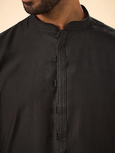 Manyavar Men's Blended Viscose Solid Traditional Kurta Set