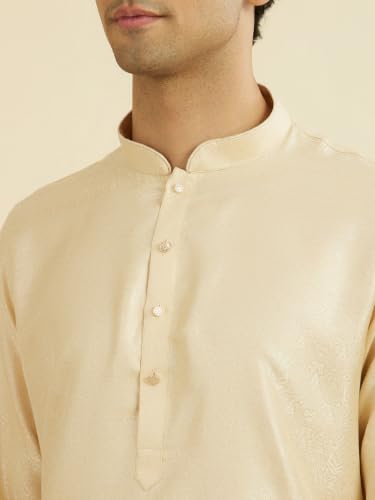 Manyavar Men's Brocade Self-Design Knee-Length Kurta Pyjama Set