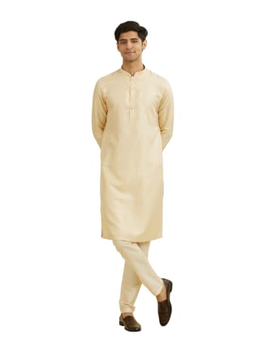 Manyavar Men's Brocade Self-Design Knee-Length Kurta Pyjama Set