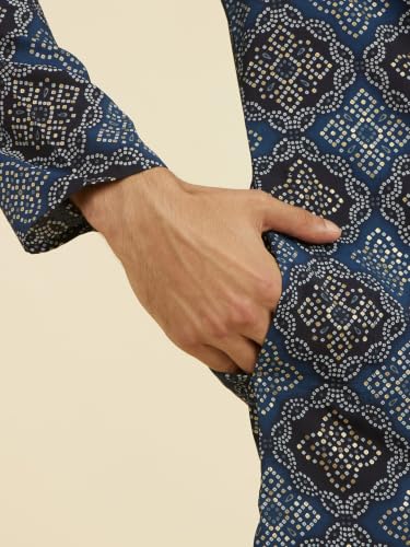 Manyavar Men's Art Silk Printed Traditional Kurta Pyjama Set