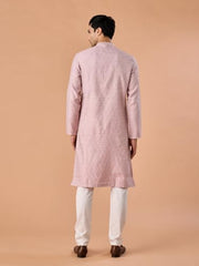 Manyavar Men's Blended Viscose Printed Knee-Length Kurta Pyjama Set