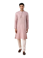 Manyavar Men's Blended Viscose Printed Knee-Length Kurta Pyjama Set