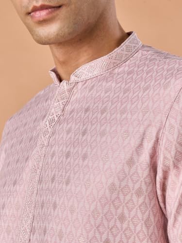 Manyavar Men's Blended Viscose Printed Knee-Length Kurta Pyjama Set