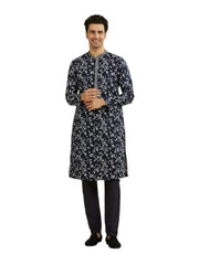 Manyavar Men's Blended Cotton Printed Traditional Kurta Pyjama Set