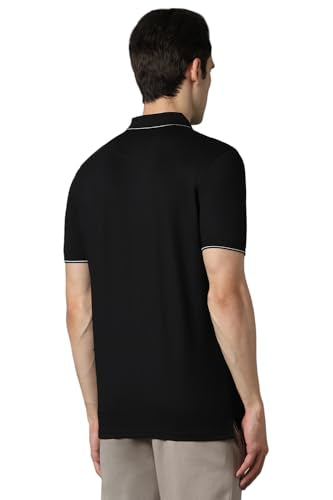Louis Philippe Men Black Solid Polo Neck T-Shirt