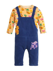 Girls Somersault Pixel Animal bodysuit and dungaree set, featuring colorful pixel animal print and comfortable fabric.