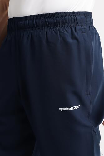 Reebok Men's Vector Navy Track Pant | Training | All Day Mid Rise Mesh Layer Woven Pant | Regular FIT | 100% Polyester with Speedwick Tech,Small