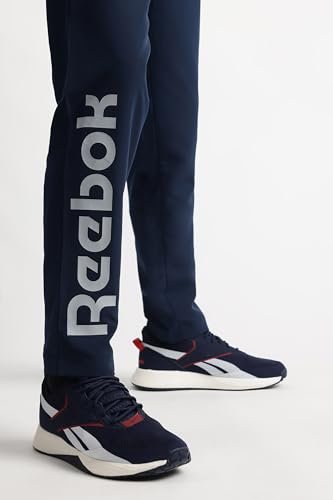 Reebok Men's Vector Navy Track Pant | Training | All Day Mid Rise Mesh Layer Woven Pant | Regular FIT | 100% Polyester with Speedwick Tech,Small