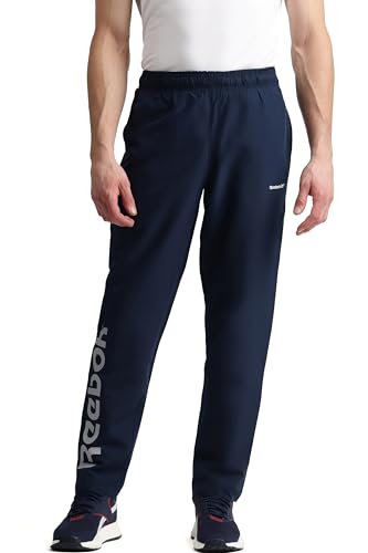 Reebok Men's Vector Navy Track Pant | Training | All Day Mid Rise Mesh Layer Woven Pant | Regular FIT | 100% Polyester with Speedwick Tech,Small