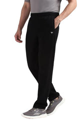 Reebok men's black sportswear pajama pants with a relaxed fit and elastic waistband, ideal for comfortable athletic loungewear.