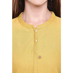 Aurelia Women's Cotton Plain Kurta (20FEA11444-601441_Yellow_Large)