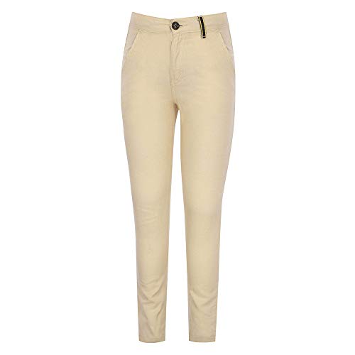 Gini & Jony Boys 4 Pocket Solid Trousers (Beige_9-10 Years)