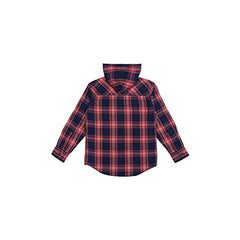 Gini & Jony Checkered Woven Yard Hood Boys Shirt (A21GJB077C672NA002, Navy_Blue, 4)