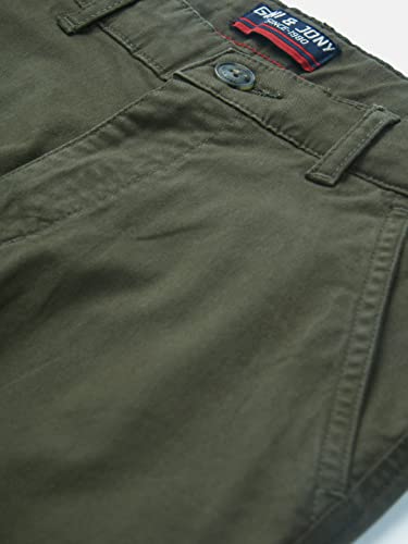 Gini & Jony Boys Green Solid Woven Fixed Waist Trouser 8-9 Years