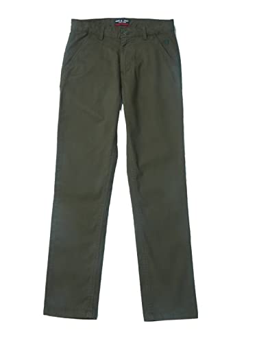 Gini & Jony Boys Green Solid Woven Fixed Waist Trouser 8-9 Years